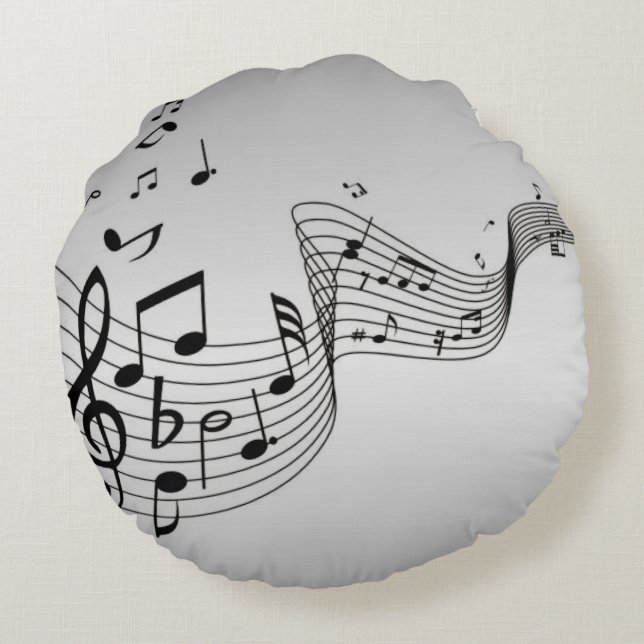 Cojín Redondo Notas musicales en plata (Reverso)