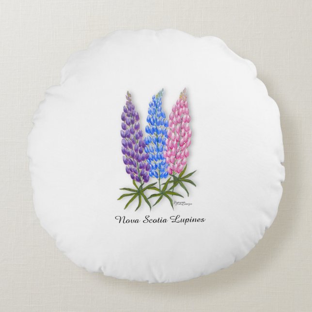Cojín Redondo Nova Scotia Lupines (Anverso)
