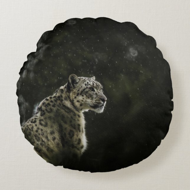 COJÍN REDONDO NOWLEOPARD IN RAIN (Anverso)