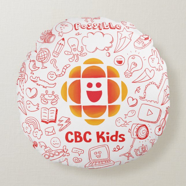 Cojín Redondo Nube de garabatos (Anverso)