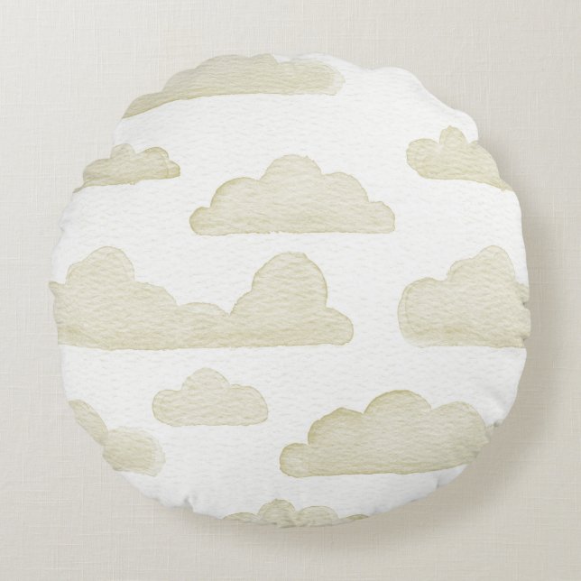 Cojín Redondo Nubes acuáticas Gold Dreamtime Round Pillow (Anverso)