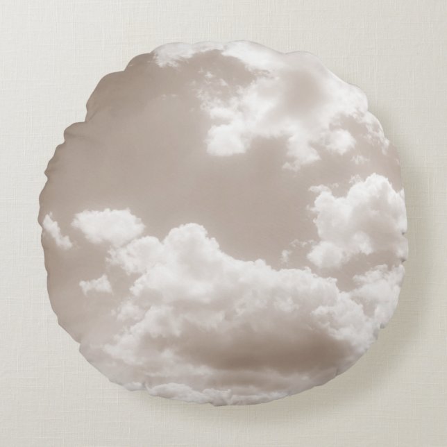 Cojín Redondo Nubes beige blandas 5 #nubes #arte (Anverso)