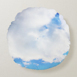 Cojín Redondo Nubes blancas esponjosas y cielo azul