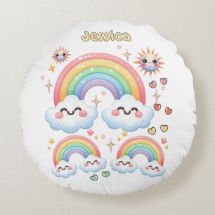 Cojín Redondo Nubes de arcoiris brillantes