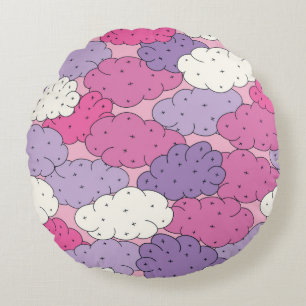 Cojín Redondo Nubes personalizados divertidas. Repetición de cos