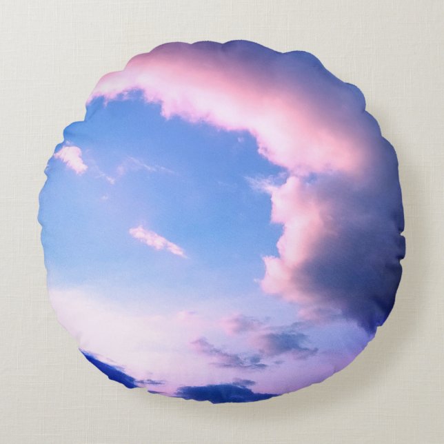 Cojín Redondo Nubes rosadas (Anverso)