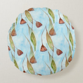 Cojín Redondo Nueces y hojas de eucalipto
