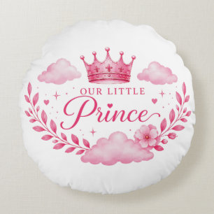 Cojín Redondo Nuestra Pequeña Princesa Corona Rosa Bebé Niña