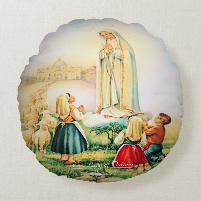 Cojín Redondo Nuestra Señora de Fátima 1917 (Anverso)