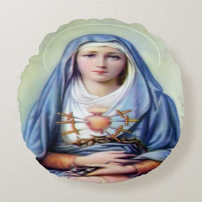 Cojín Redondo Nuestra Señora de los Dolores (Anverso)