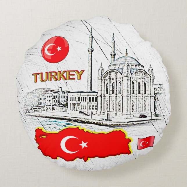 Cojín Redondo NUESTRO HOGAR - colección de diseño TURQUÍA (Reverso)