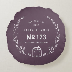 Cojín Redondo Nueva casa diseño floral dibujado a mano con fondo