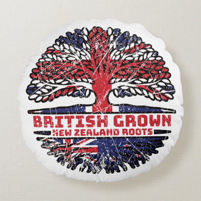 Cojín Redondo Nueva Zelanda Reino Unido Ríos del Árbol Británico (Anverso)