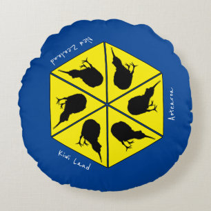 Cojín Redondo Nueva Zelandia, Islas Kiwi Bird Aotearoa