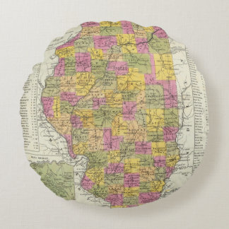 Cojín Redondo Nuevo mapa de Illinois