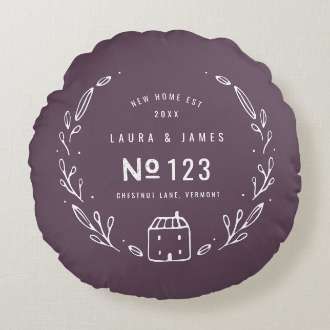 Cojín Redondo Nuevo tartán de diseño floral de la casa dibujado  (Anverso)