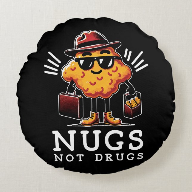 Cojín Redondo Nuggets Crujientes No Drogas (Anverso)