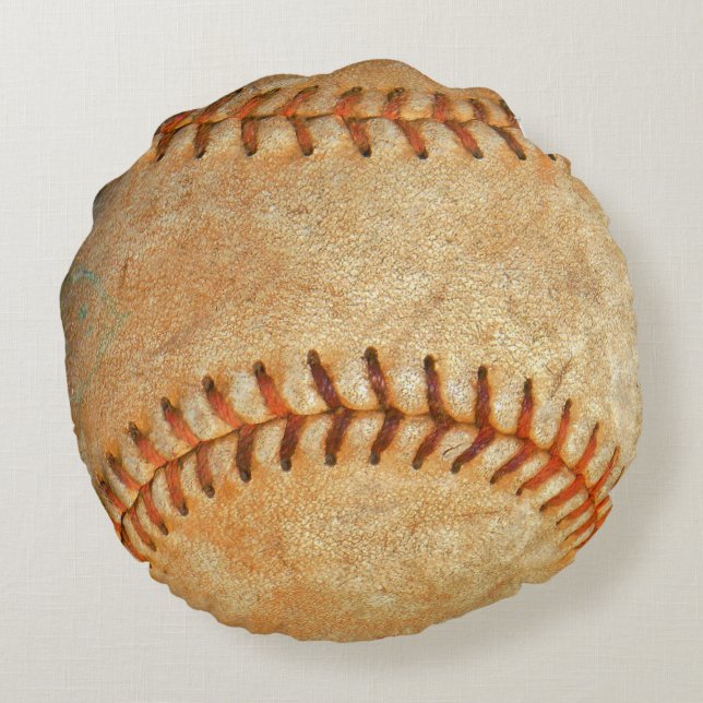 Cojín Redondo número de béisbol blanco (Reverso)