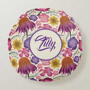 Cojín Redondo Nursera de Flor Silvestre Pastel suave