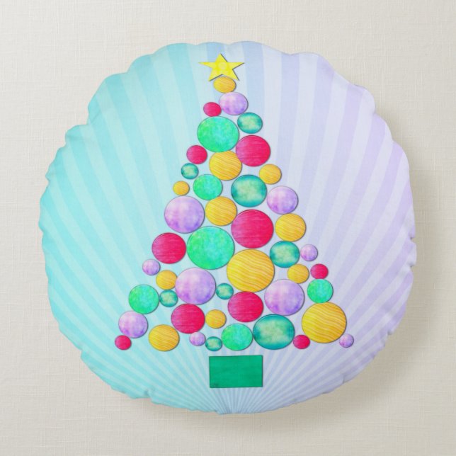 Cojín Redondo O Navidades Whimsey Folk Art (Anverso)