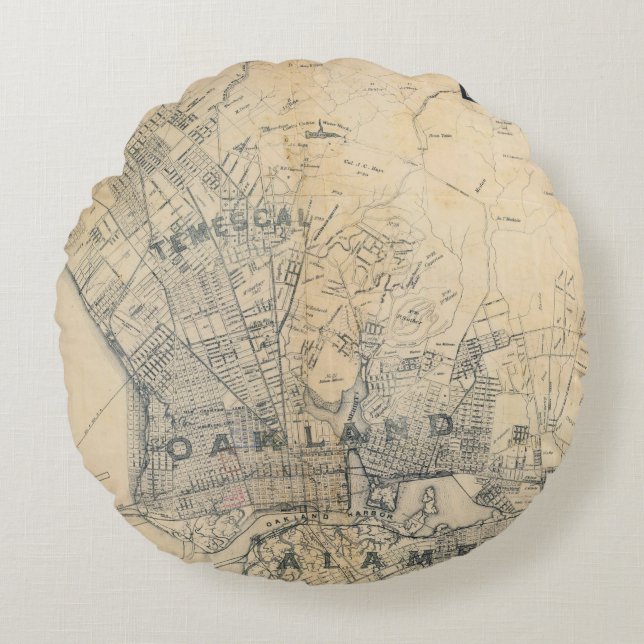 Cojín Redondo Oakland, Berkeley, Alameda (Anverso)