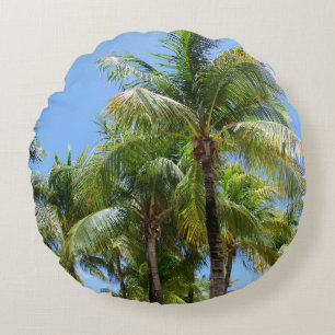 Cojín Redondo Oasis de palmeras soleadas #1 #tropical #wall #art