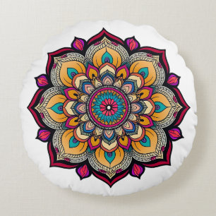 Cojín Redondo Obra de arte espiritual de Mandala