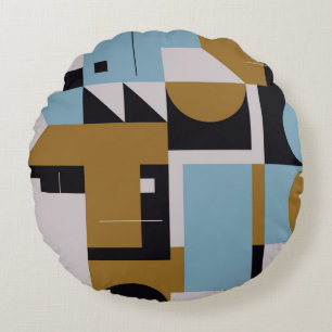 Cojín Redondo Obra de composición en Bauhaus hecha con ele abstr