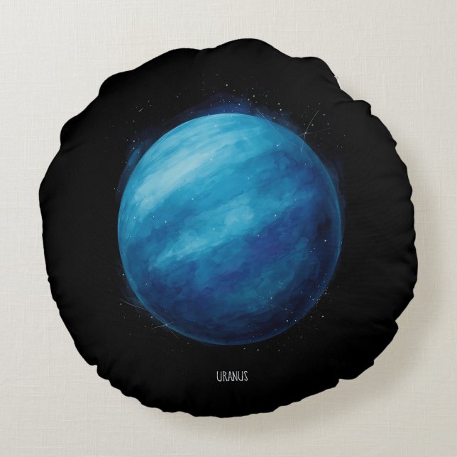Cojín Redondo Obras de arte del planeta Uranus - Ilustracion esp (Reverso)