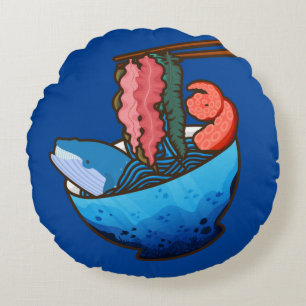 Cojín Redondo Ocean Ramen Tentacle Kelp Naturaleza de la Comida