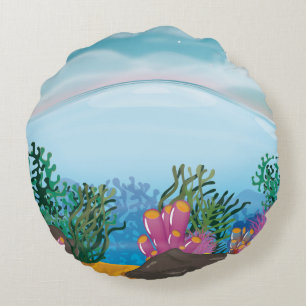 Cojín Redondo océano de arrecife de coral