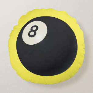 Cojín Redondo Ocho Ball Y2K Snooker años 90 Amarillo