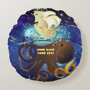 Cojín Redondo Octopus Enorme y Caravella