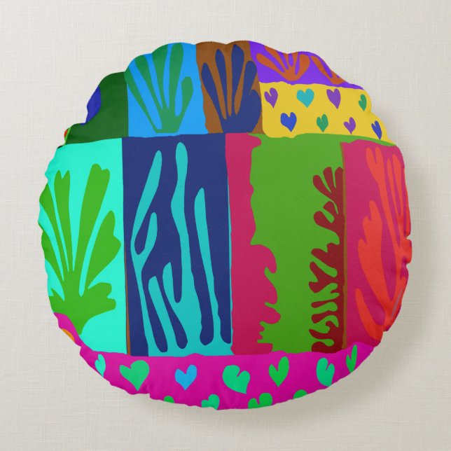 Cojín Redondo Ode al Collage de Matisse (Anverso)