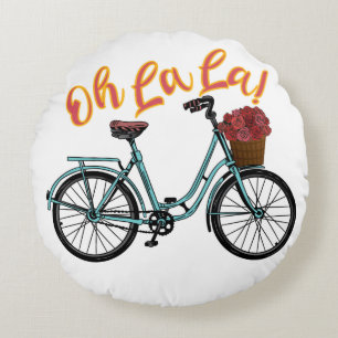 Cojín Redondo Oh La La French Bicicleta Funny Sayings Franceses