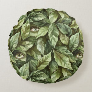 Cojín Redondo Ojos de duende de hojas verdes