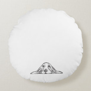 Cojín Redondo ojos de perrito simple blanco negro