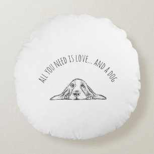 Cojín Redondo ojos de perrito simple blanco negro