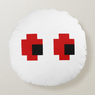 Cojín Redondo Ojos rojos espeluznantes de 8 bits