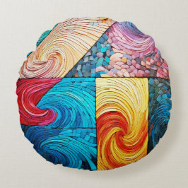 Cojín Redondo ola colorida