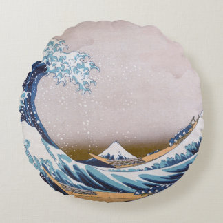Cojín Redondo Ola de tsunami Gran ola frente a Kanagawa Japón po