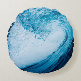 Cojín Redondo Ola Del Océano Rodante En Tonos De Azul