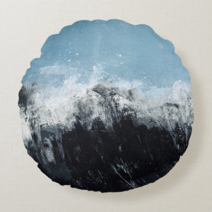 Cojín Redondo Ola marina: diseño pintado a mano