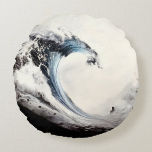 Cojín Redondo Ola oceánica azul entrelazada
