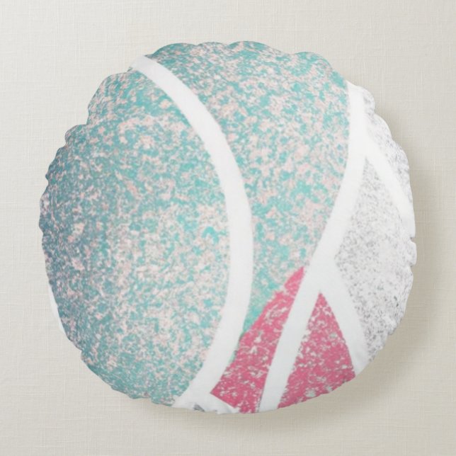 Cojín Redondo Olas abstractas de la costa/playa (Anverso)