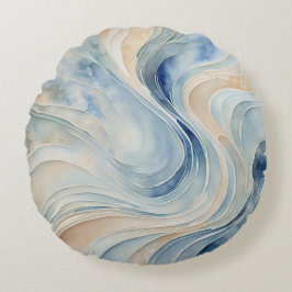 Cojín Redondo Olas beige azules