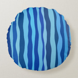 Cojín Redondo Olas de azul cian naví cobalt blue cielo azul