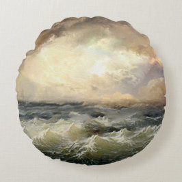 Cojín Redondo Olas de tormenta oceánica