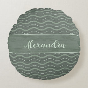 Cojín Redondo Olas Náuticas de Sage Suave Decoración Costera par