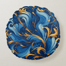 Olas Reales de Capricho Remolinos de Azul y Dorado